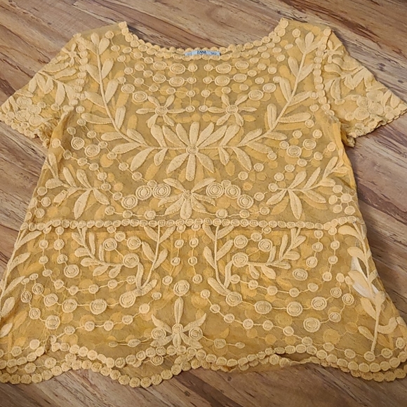 Zara Tops - Zara Yellow Floral Top Size M